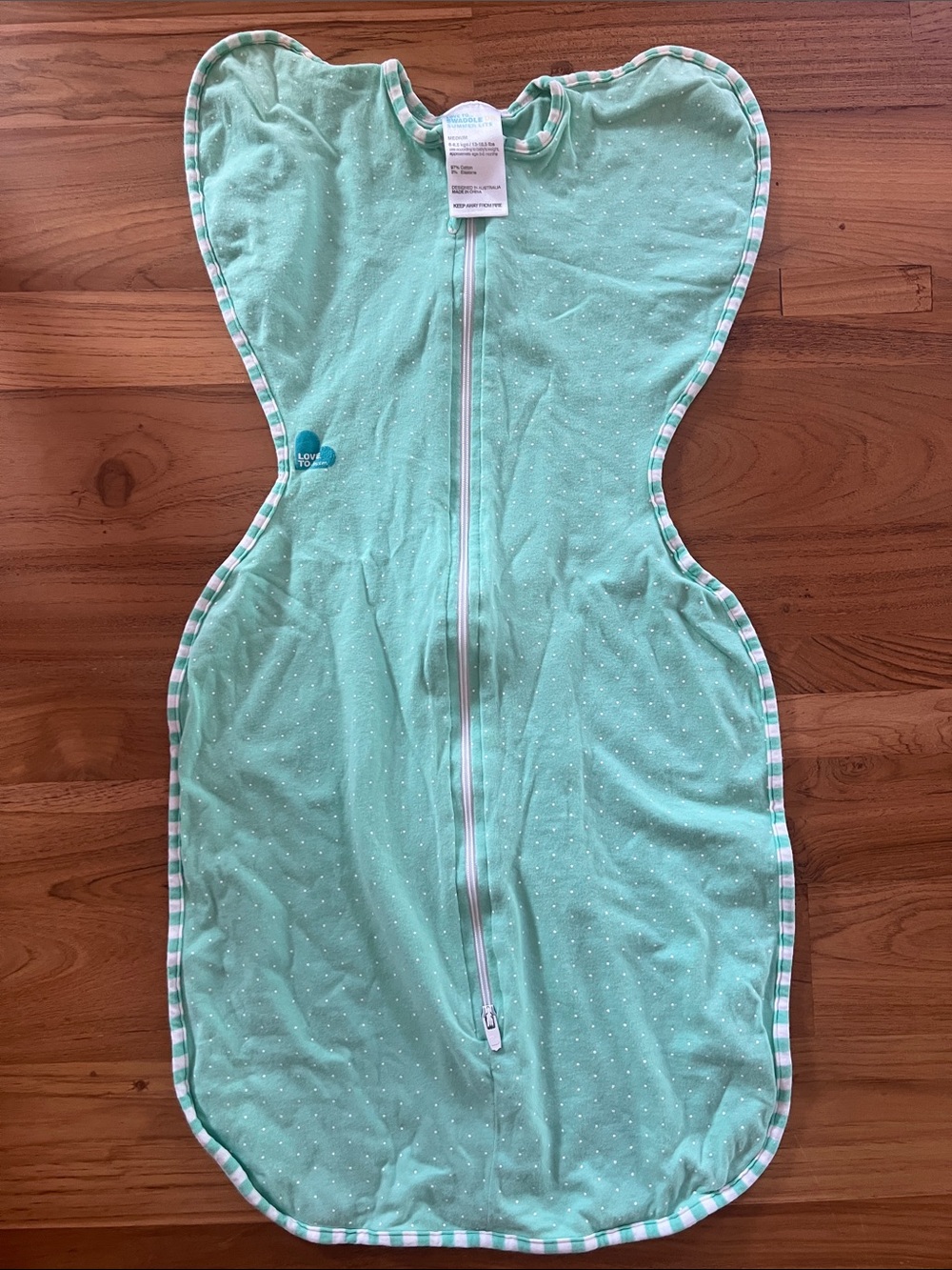 Love To Dream Swaddle UP Summer Lite Mint Green 0.2 TOG Size Medium EUC